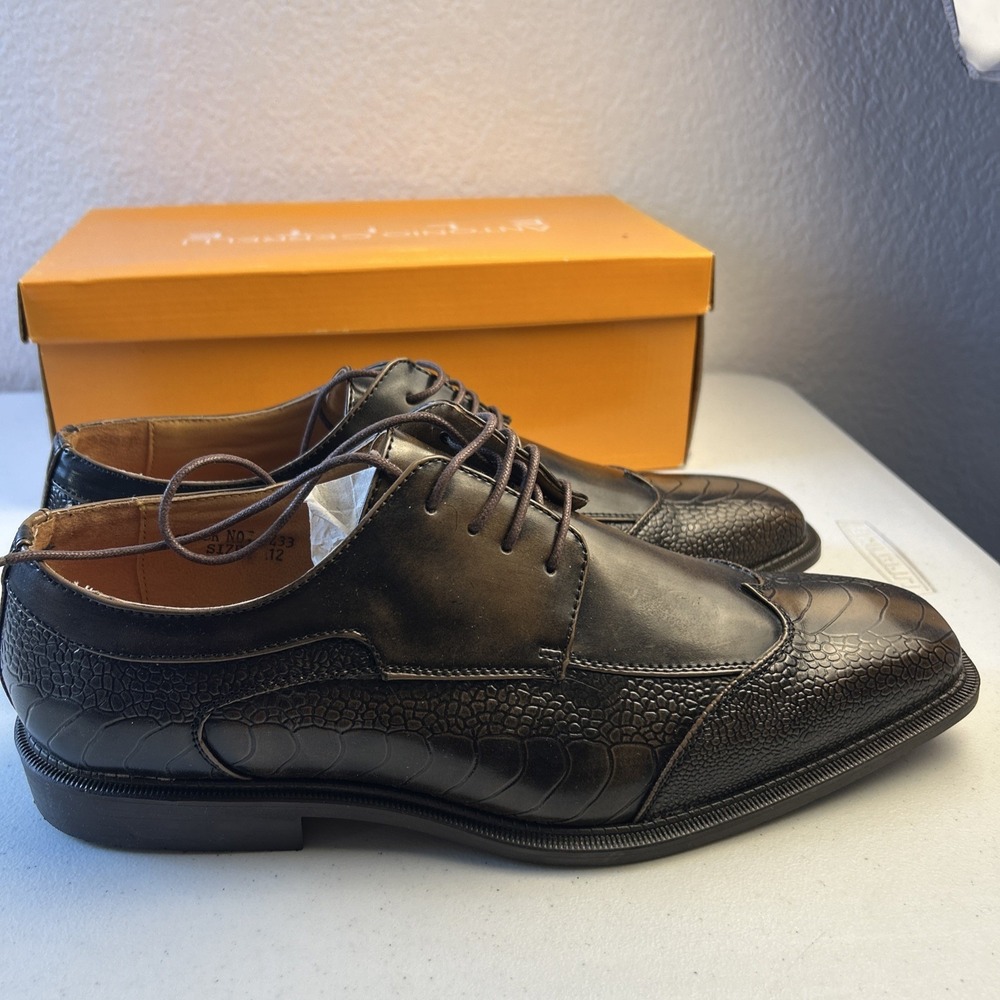 Antonio Cerrelli  ELITE Brown Leather NICE Lace-up‎ Dress Shoes mens size 12 - Picture 7 of 11